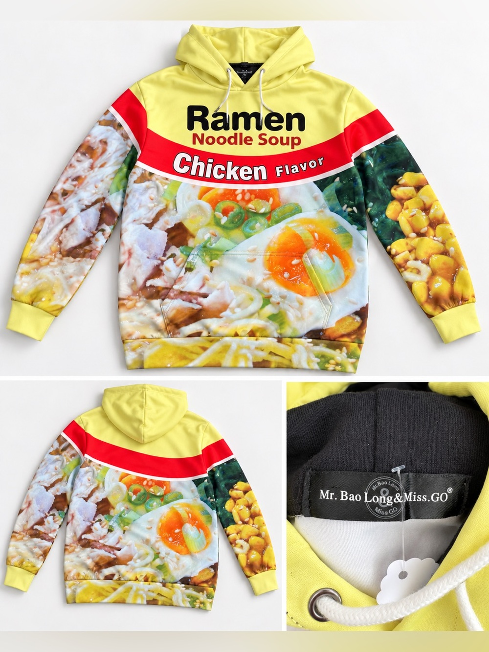 Mr. Bao Long & Miss GO Ramen Noodle Soup Chicken Flavor Ramen Print Hoodie -
